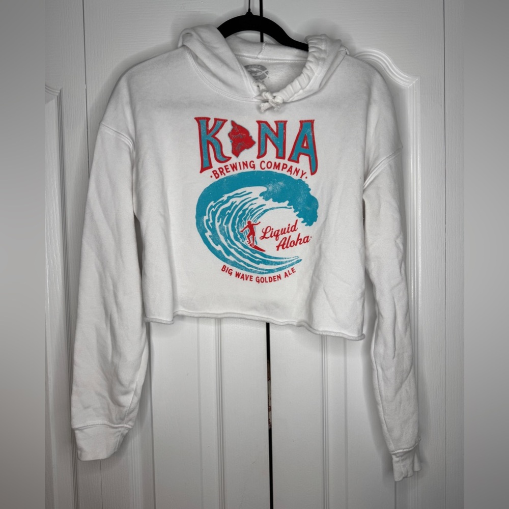 Kona Brewing Co Liquid Aloha Big Wave Golden Ale White Cropped Sweatshirt
